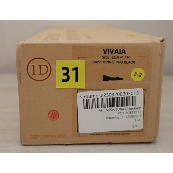 Vivaia Women's Sz EUR 41M US 9.5M Black Minnie Pro Square-Toe Heels - Picture 15 of 15